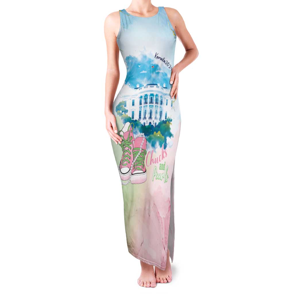 Chucks N Pearls 2024 Family Matching Tank Maxi Dress and Hawaiian Shirt Pink Green Rocking The World - Wonder Print Shop