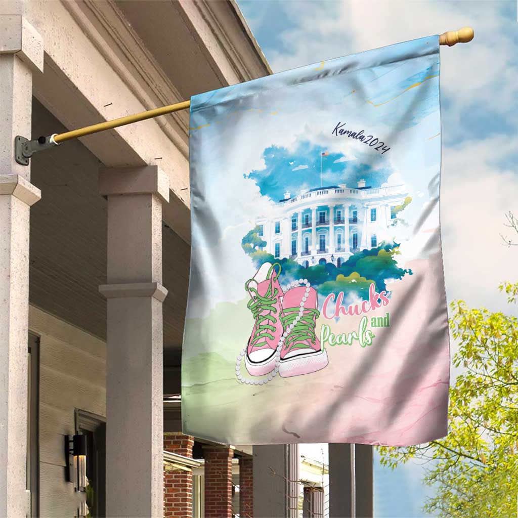 Chucks N Pearls 2024 Garden Flag Pink Green Rocking The World - Wonder Print Shop
