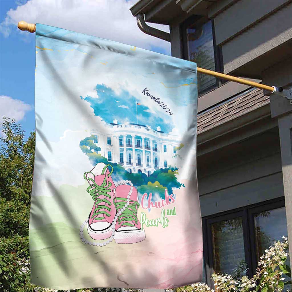 Chucks N Pearls 2024 Garden Flag Pink Green Rocking The World - Wonder Print Shop