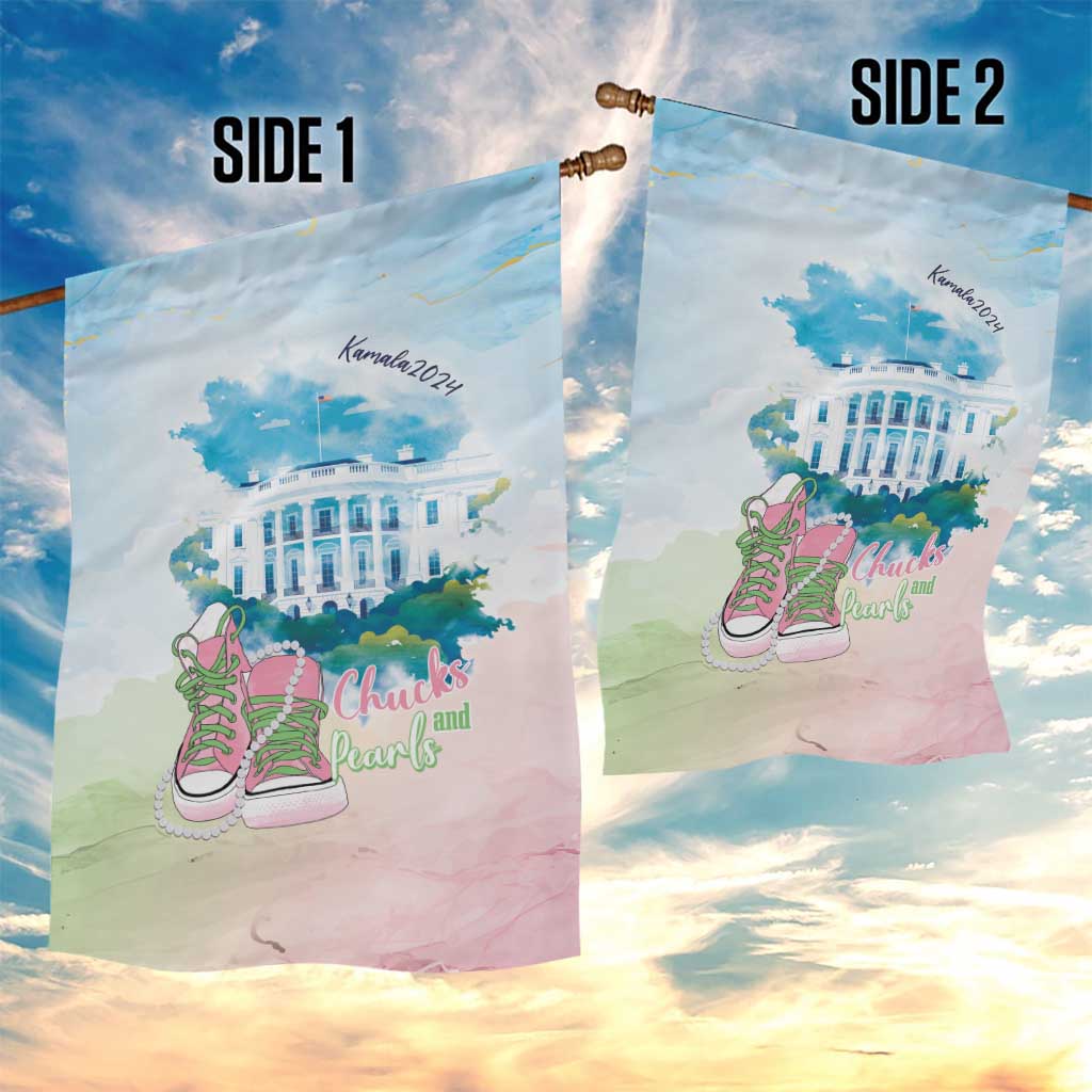 Chucks N Pearls 2024 Garden Flag Pink Green Rocking The World - Wonder Print Shop