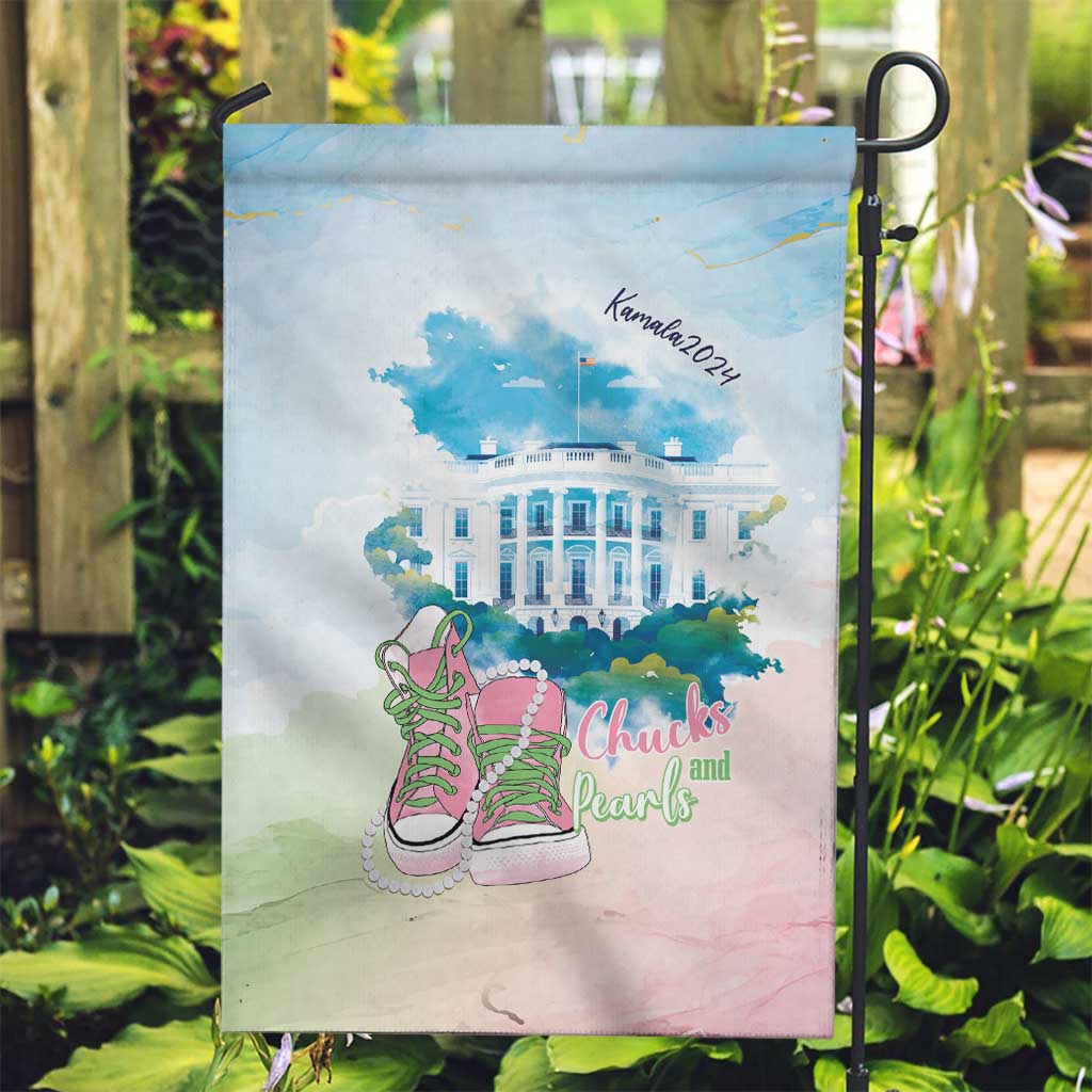 Chucks N Pearls 2024 Garden Flag Pink Green Rocking The World - Wonder Print Shop