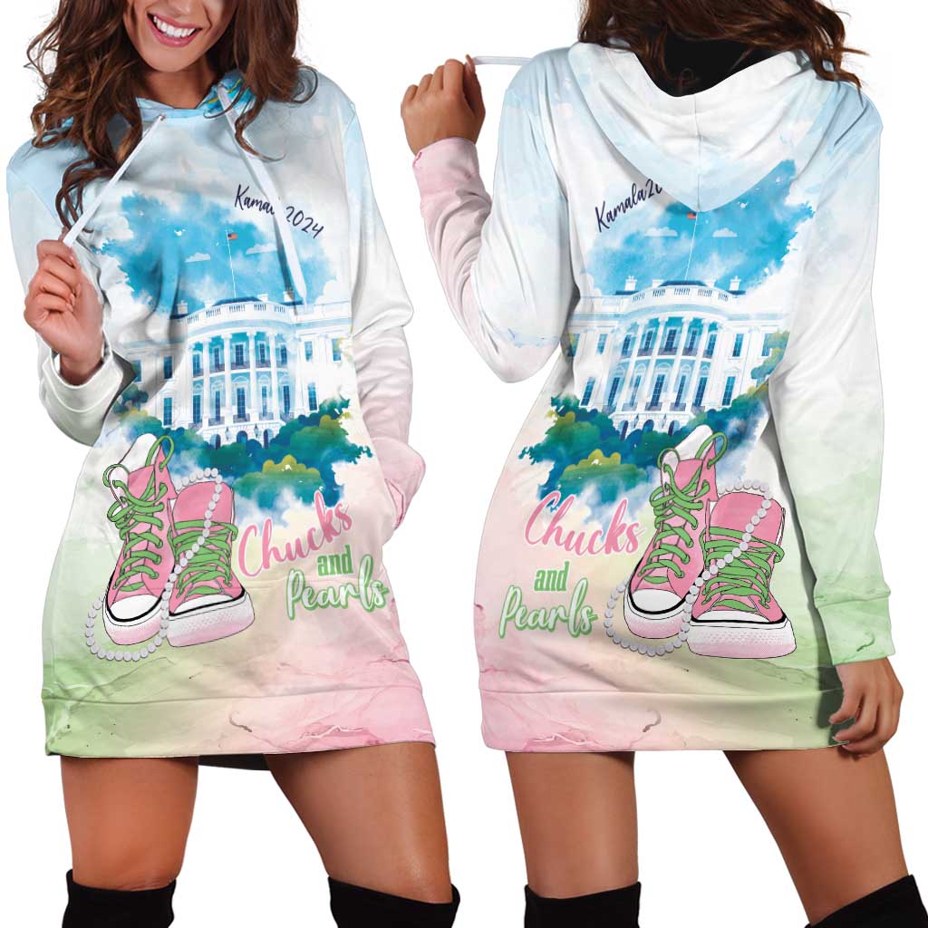 Chucks N Pearls 2024 Hoodie Dress Pink Green Rocking The World - Wonder Print Shop