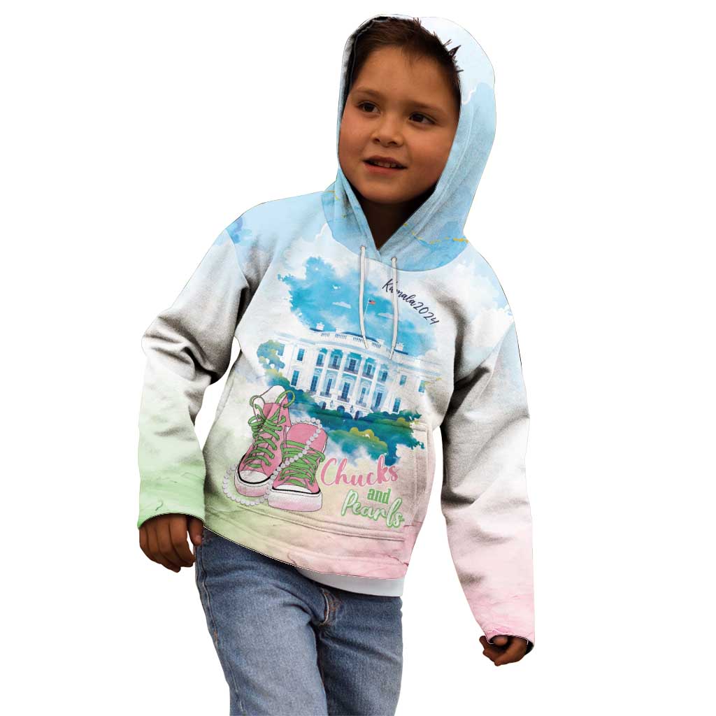 Chucks N Pearls 2024 Kid Hoodie Pink Green Rocking The World - Wonder Print Shop
