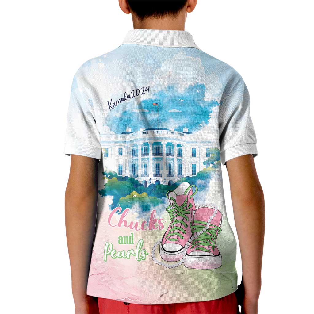 Chucks N Pearls 2024 Kid Polo Shirt Pink Green Rocking The World - Wonder Print Shop