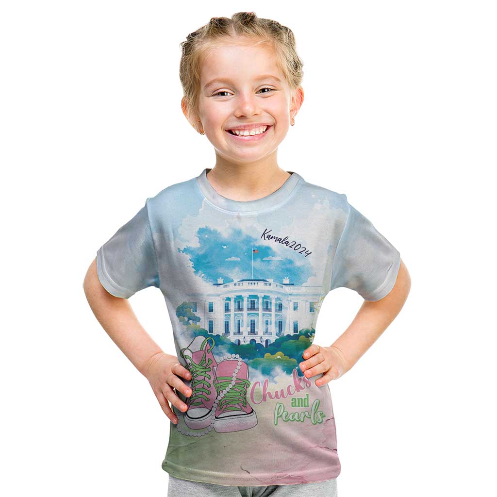 Chucks N Pearls 2024 Kid T Shirt Pink Green Rocking The World - Wonder Print Shop