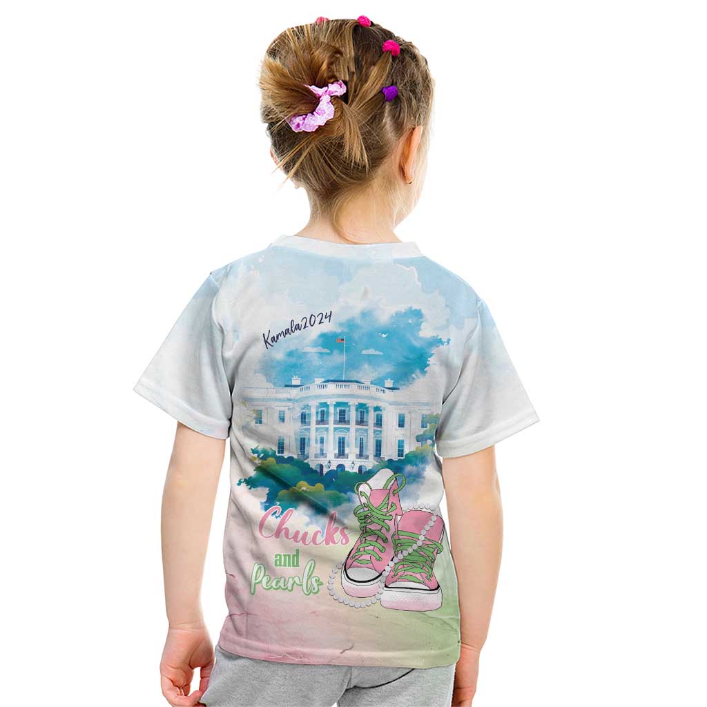 Chucks N Pearls 2024 Kid T Shirt Pink Green Rocking The World - Wonder Print Shop