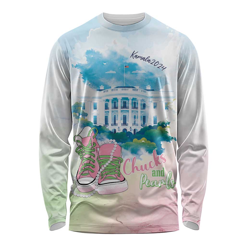 Chucks N Pearls 2024 Long Sleeve Shirt Pink Green Rocking The World - Wonder Print Shop