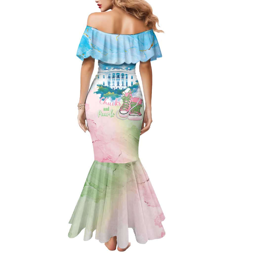 Chucks N Pearls 2024 Mermaid Dress Pink Green Rocking The World - Wonder Print Shop