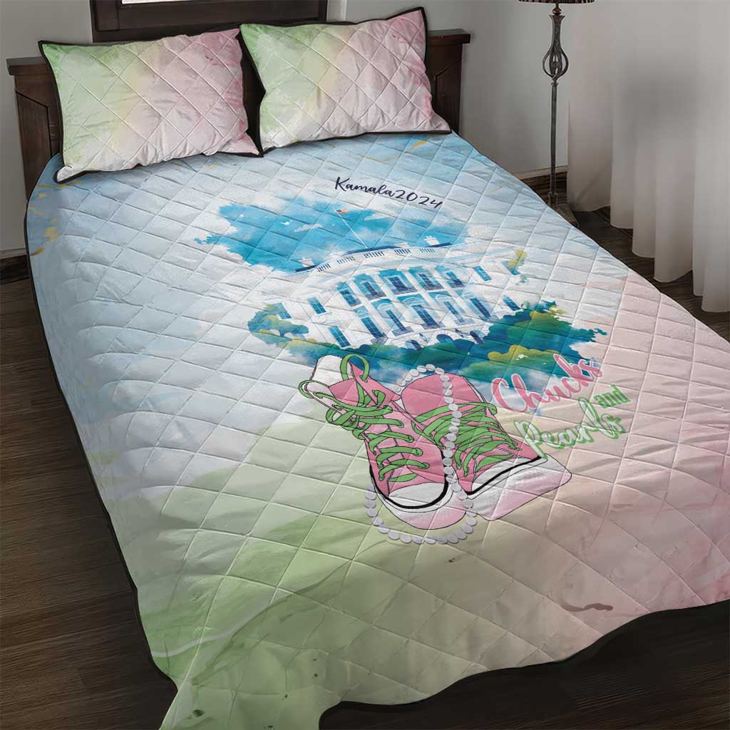 Chucks N Pearls 2024 Quilt Bed Set Pink Green Rocking The World - Wonder Print Shop