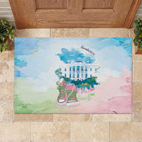 Chucks N Pearls 2024 Rubber Doormat Pink Green Rocking The World - Wonder Print Shop