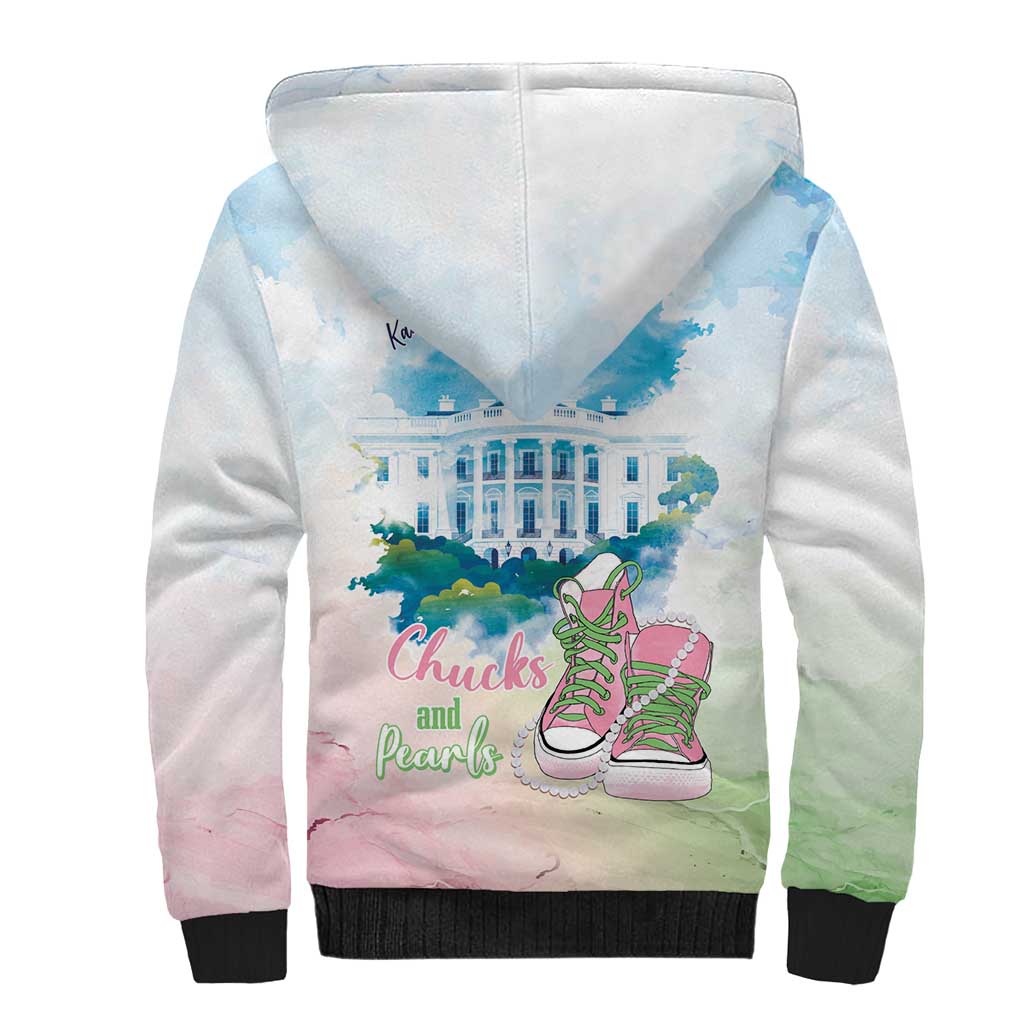 Chucks N Pearls 2024 Sherpa Hoodie Pink Green Rocking The World - Wonder Print Shop