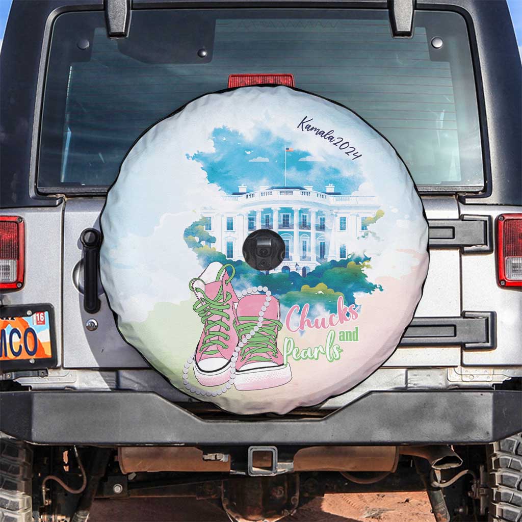 Chucks N Pearls 2024 Spare Tire Cover Pink Green Rocking The World - Wonder Print Shop