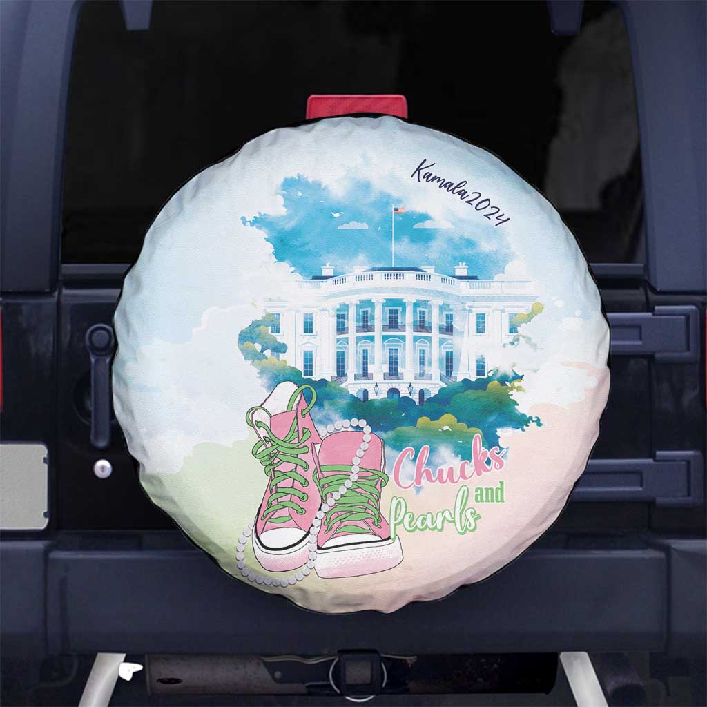 Chucks N Pearls 2024 Spare Tire Cover Pink Green Rocking The World - Wonder Print Shop
