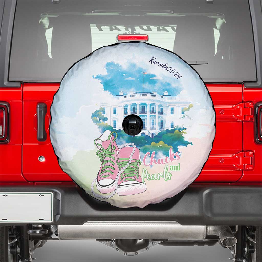 Chucks N Pearls 2024 Spare Tire Cover Pink Green Rocking The World - Wonder Print Shop