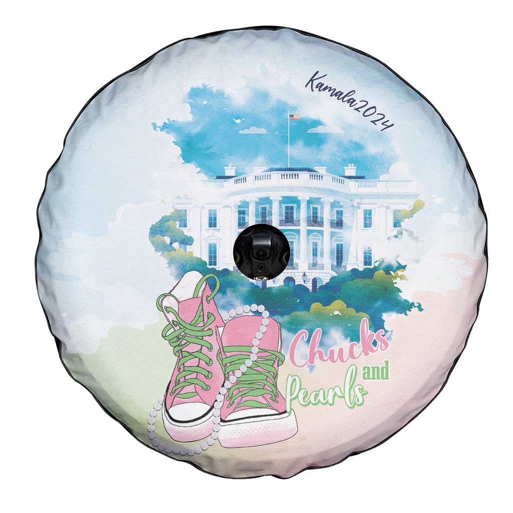 Chucks N Pearls 2024 Spare Tire Cover Pink Green Rocking The World - Wonder Print Shop