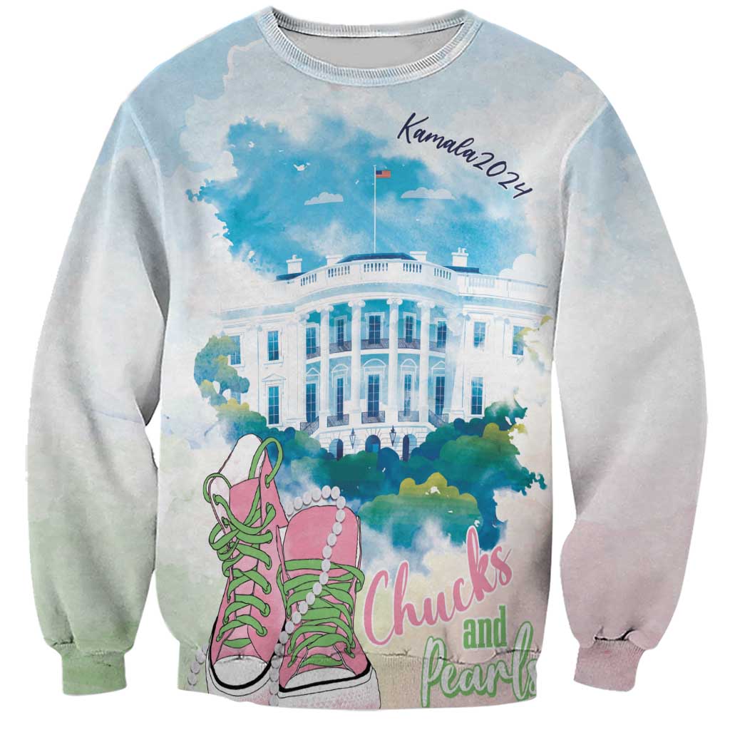 Chucks N Pearls 2024 Sweatshirt Pink Green Rocking The World - Wonder Print Shop