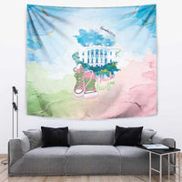 Chucks N Pearls 2024 Tapestry Pink Green Rocking The World - Wonder Print Shop
