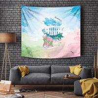 Chucks N Pearls 2024 Tapestry Pink Green Rocking The World - Wonder Print Shop