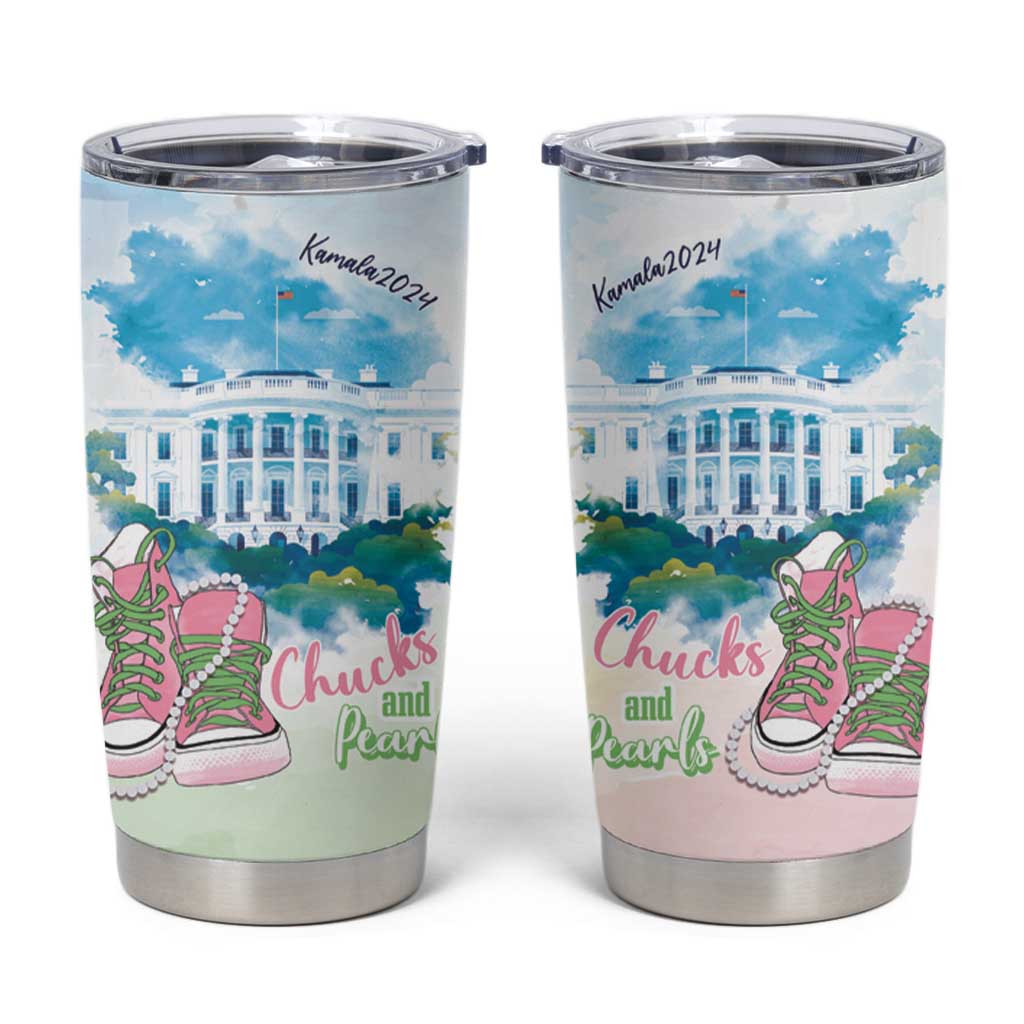 Chucks N Pearls 2024 Tumbler Cup Pink Green Rocking The World - Wonder Print Shop