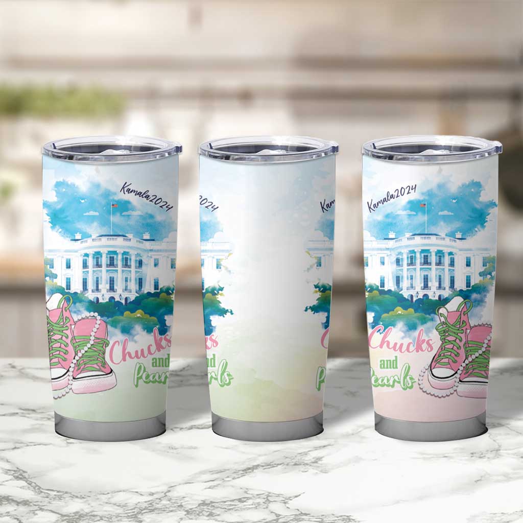 Chucks N Pearls 2024 Tumbler Cup Pink Green Rocking The World - Wonder Print Shop