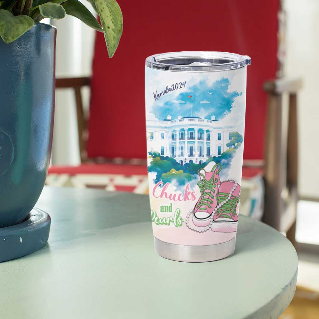 Chucks N Pearls 2024 Tumbler Cup Pink Green Rocking The World - Wonder Print Shop