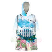 Chucks N Pearls 2024 Wearable Blanket Hoodie Pink Green Rocking The World - Wonder Print Shop