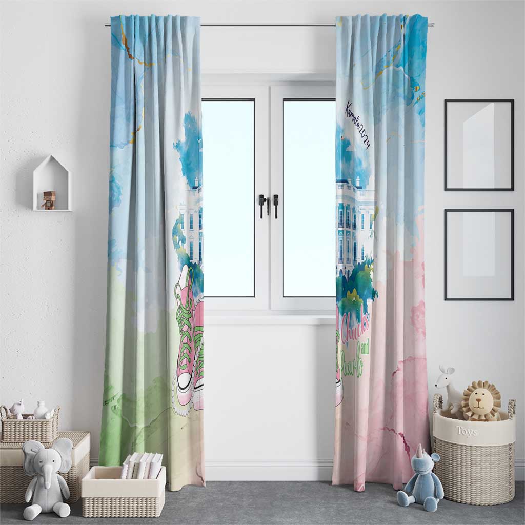 Chucks N Pearls 2024 Window Curtain Pink Green Rocking The World - Wonder Print Shop