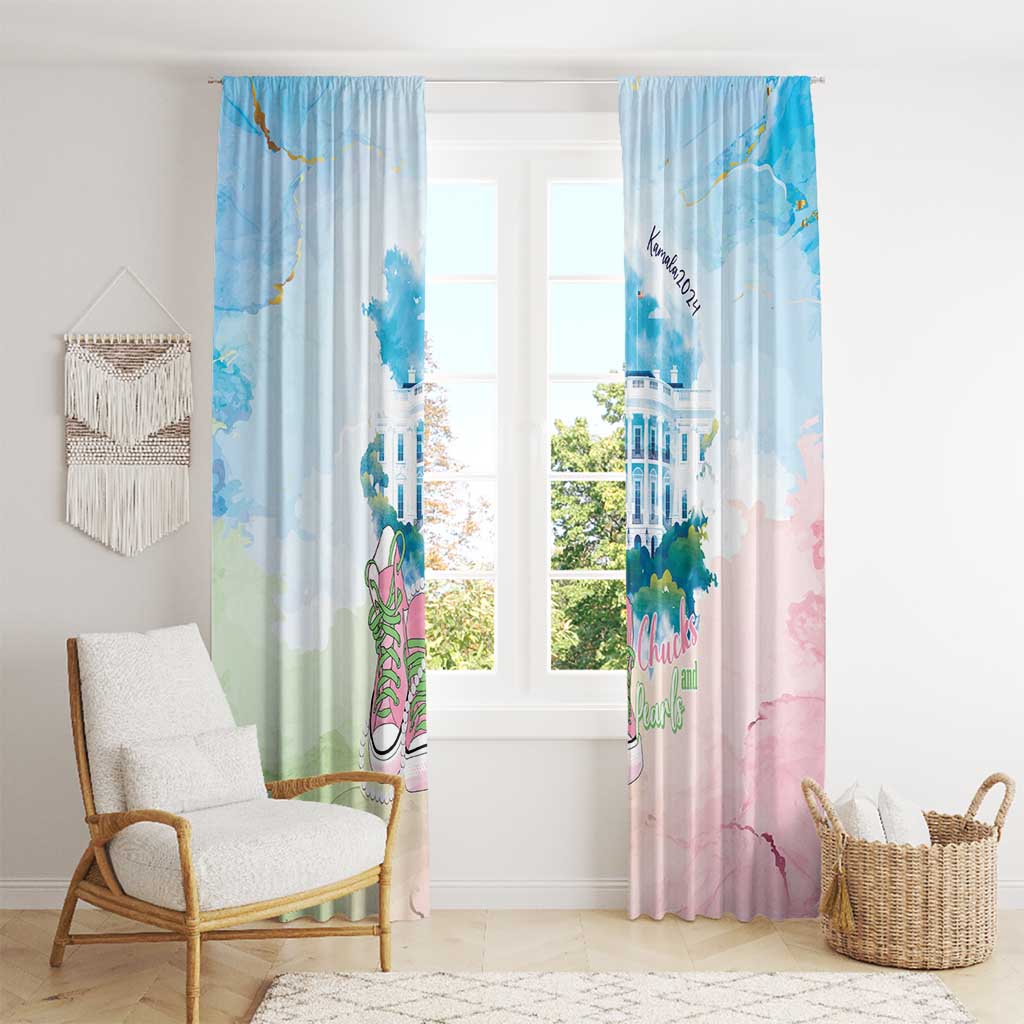 Chucks N Pearls 2024 Window Curtain Pink Green Rocking The World - Wonder Print Shop