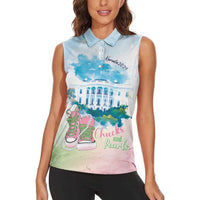 Chucks N Pearls 2024 Women Sleeveless Polo Shirt Pink Green Rocking The World - Wonder Print Shop