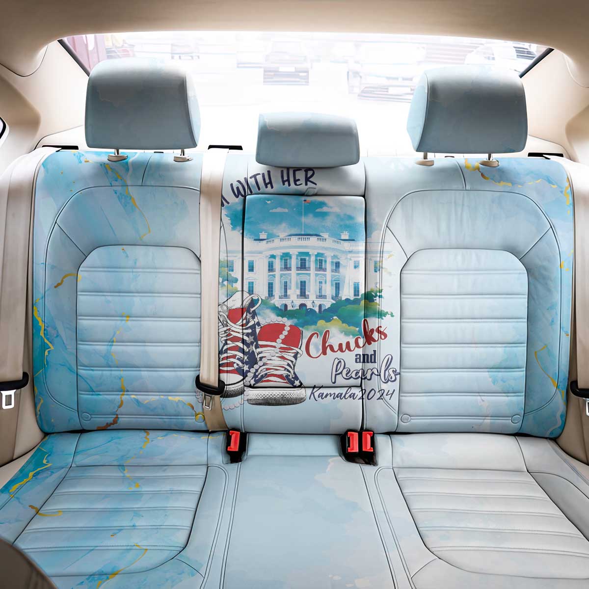 Chucks N Pearls 2024 Back Car Seat Cover I'm With Her LT7 - Wonder Print Shop