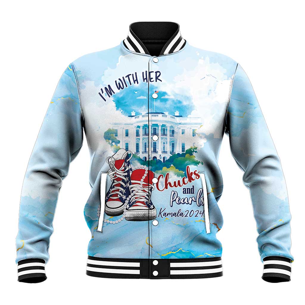 Chucks N Pearls 2024 Baseball Jacket I'm With Her LT7 - Wonder Print Shop