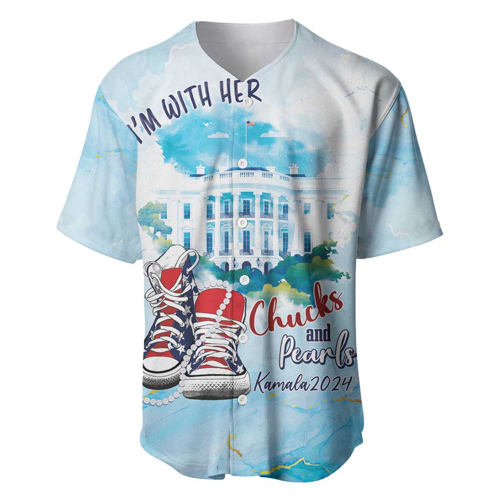 Chucks N Pearls 2024 Baseball Jersey I'm With Her LT7 - Wonder Print Shop