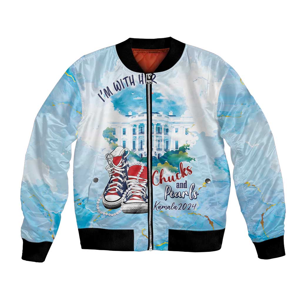 Chucks N Pearls 2024 Bomber Jacket I'm With Her LT7 - Wonder Print Shop