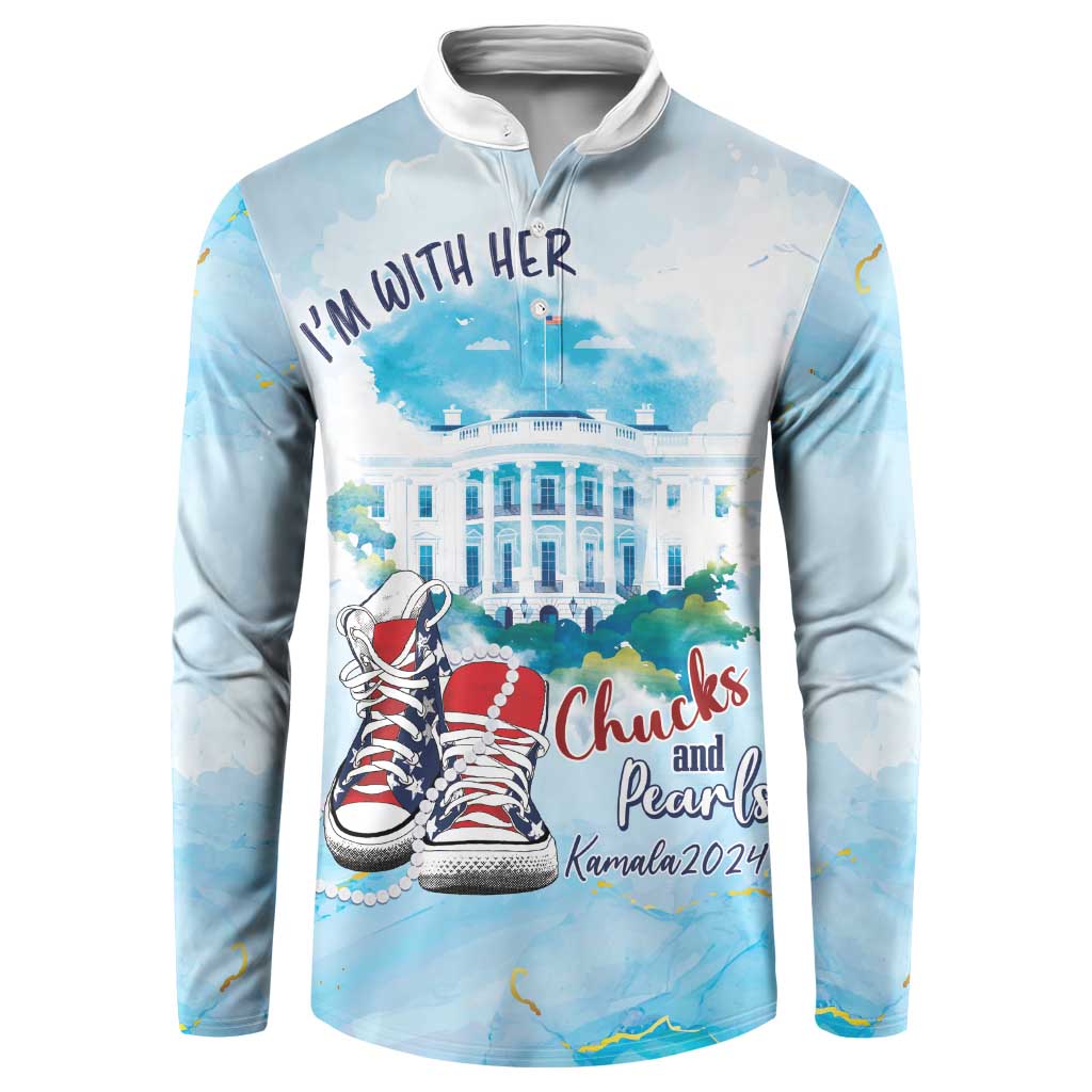 Chucks N Pearls 2024 Button Sweatshirt I'm With Her LT7 - Wonder Print Shop