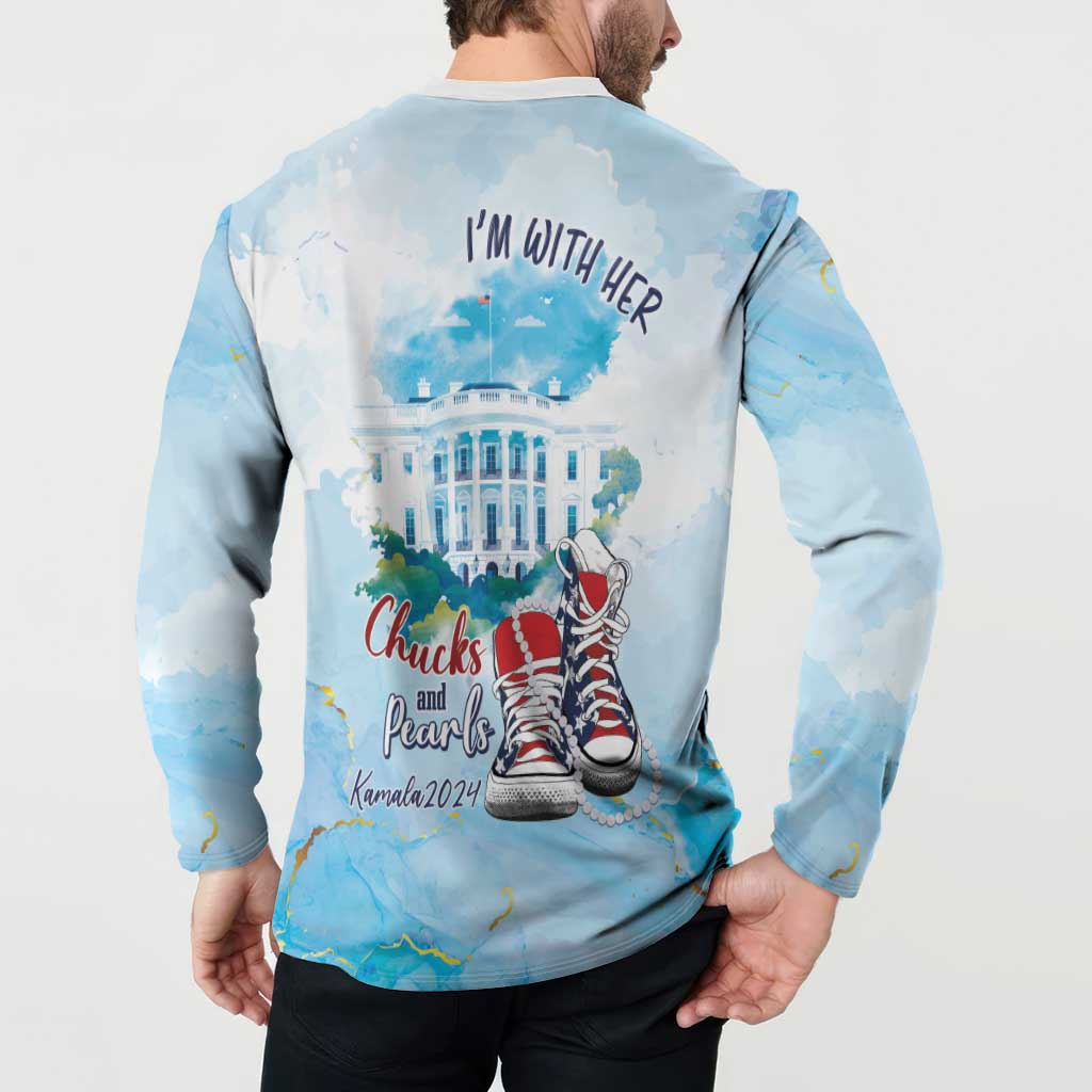 Chucks N Pearls 2024 Button Sweatshirt I'm With Her LT7 - Wonder Print Shop