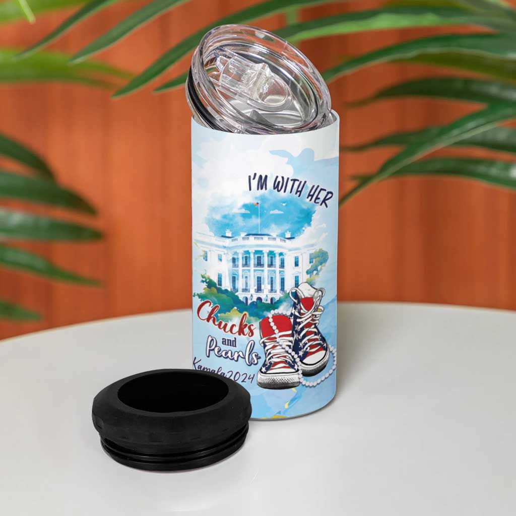 Chucks N Pearls 2024 4 in 1 Can Cooler Tumbler I'm With Her LT7 - Wonder Print Shop