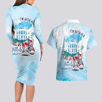 Chucks N Pearls 2024 Couples Matching Long Sleeve Bodycon Dress and Hawaiian Shirt I'm With Her LT7 - Wonder Print Shop