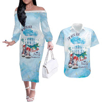 Chucks N Pearls 2024 Couples Matching Off The Shoulder Long Sleeve Dress and Hawaiian Shirt I'm With Her LT7 - Wonder Print Shop