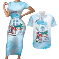 Chucks N Pearls 2024 Couples Matching Short Sleeve Bodycon Dress and Hawaiian Shirt I'm With Her LT7 - Wonder Print Shop