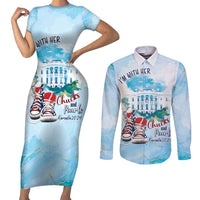 Chucks N Pearls 2024 Couples Matching Short Sleeve Bodycon Dress and Long Sleeve Button Shirt I'm With Her LT7 - Wonder Print Shop