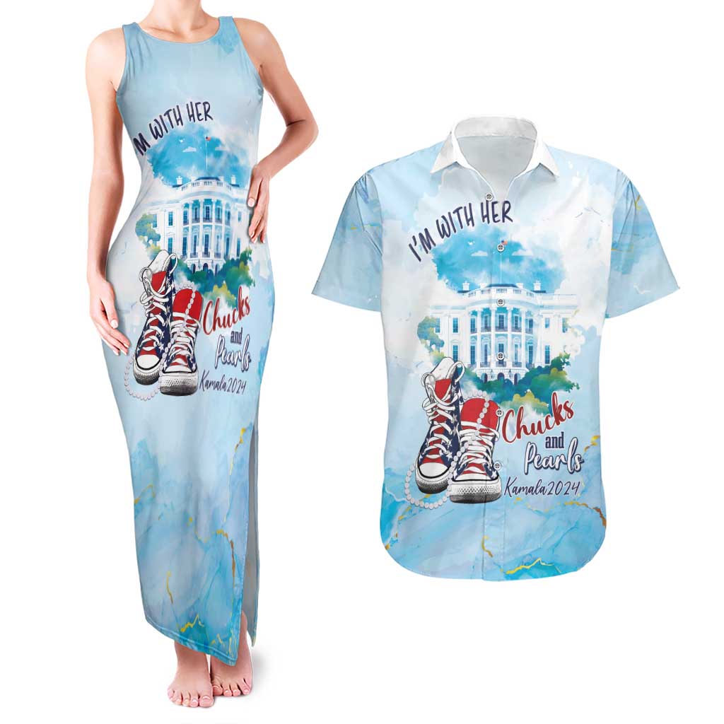 Chucks N Pearls 2024 Couples Matching Tank Maxi Dress and Hawaiian Shirt I'm With Her LT7 - Wonder Print Shop
