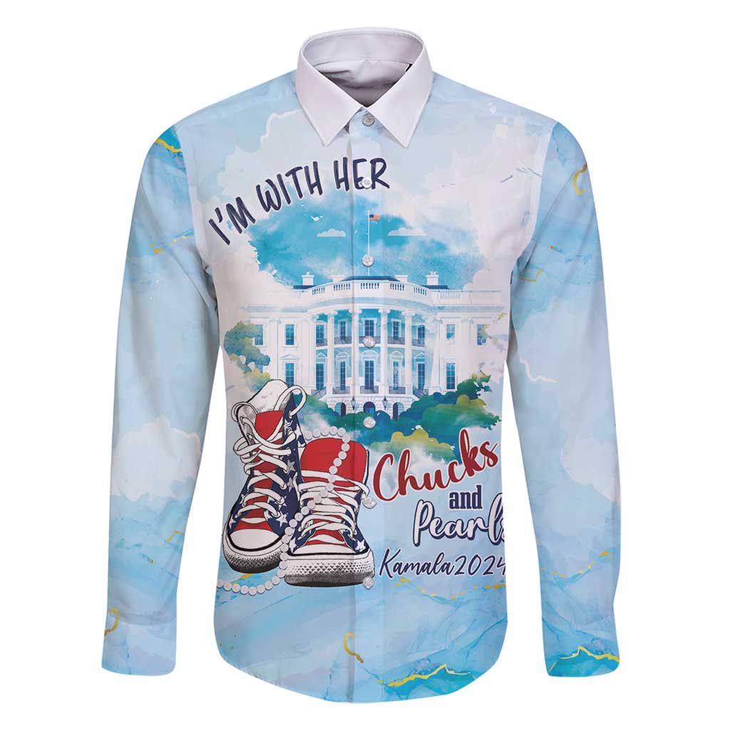 Chucks N Pearls 2024 Family Matching Long Sleeve Bodycon Dress and Hawaiian Shirt I'm With Her LT7 - Wonder Print Shop