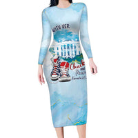 Chucks N Pearls 2024 Family Matching Long Sleeve Bodycon Dress and Hawaiian Shirt I'm With Her LT7 - Wonder Print Shop