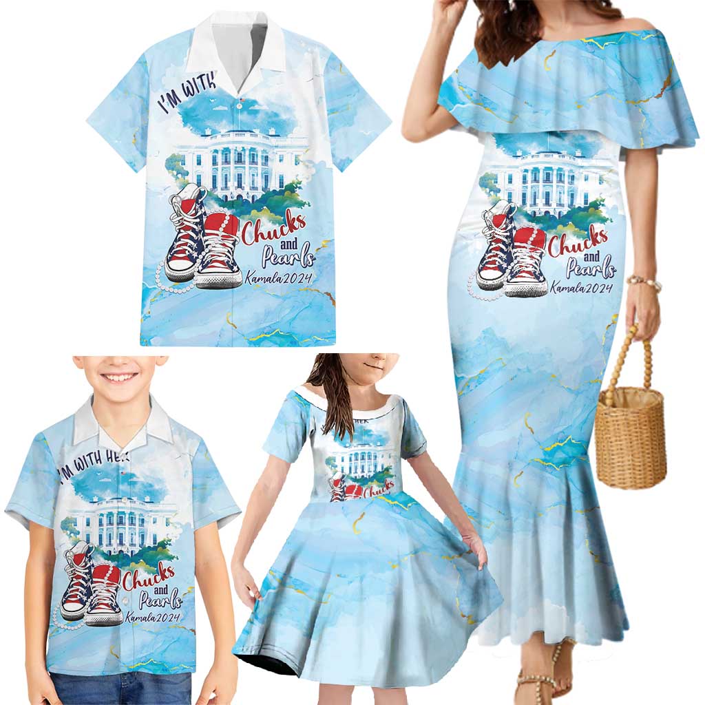 Chucks N Pearls 2024 Family Matching Mermaid Dress and Hawaiian Shirt I'm With Her LT7 - Wonder Print Shop