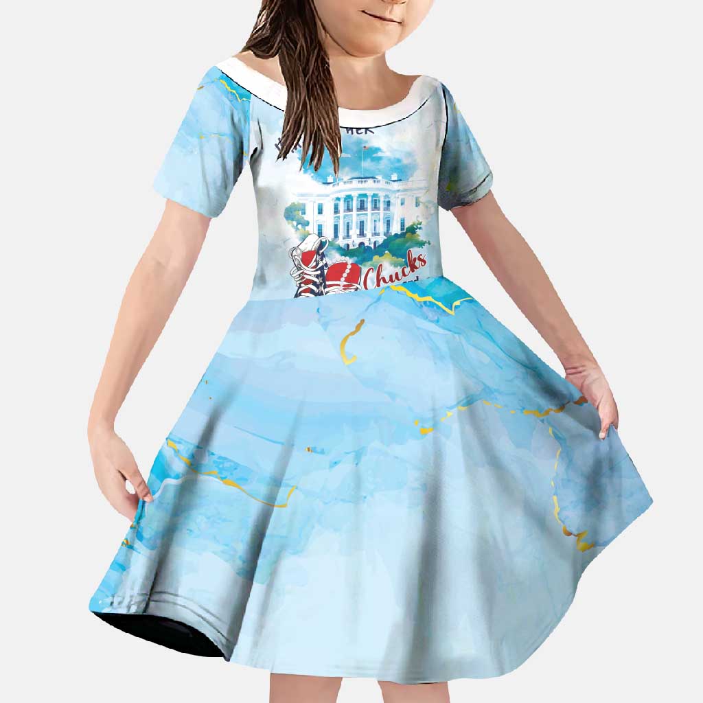 Chucks N Pearls 2024 Family Matching Short Sleeve Bodycon Dress and Hawaiian Shirt I'm With Her - Wonder Print Shop