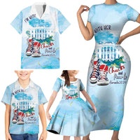 Chucks N Pearls 2024 Family Matching Short Sleeve Bodycon Dress and Hawaiian Shirt I'm With Her - Wonder Print Shop