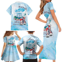 Chucks N Pearls 2024 Family Matching Short Sleeve Bodycon Dress and Hawaiian Shirt I'm With Her - Wonder Print Shop