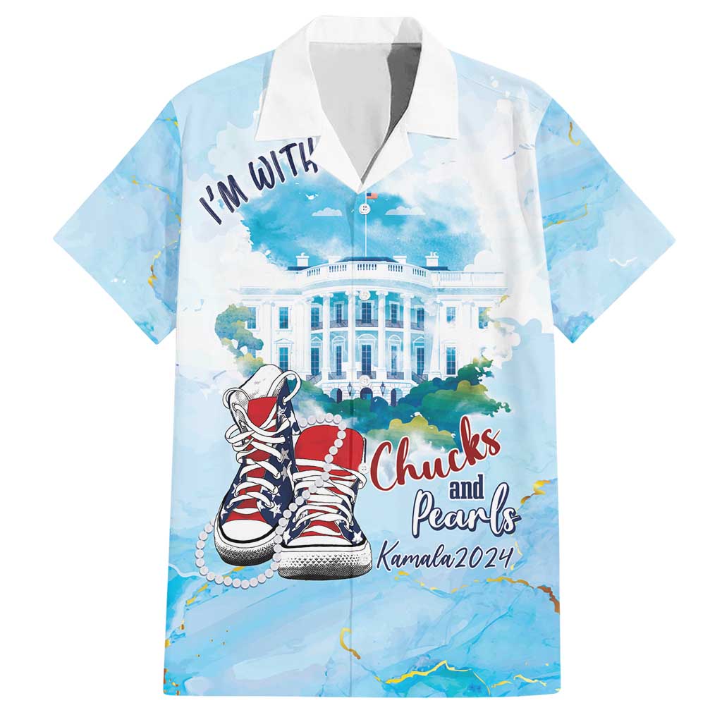 Chucks N Pearls 2024 Family Matching Short Sleeve Bodycon Dress and Hawaiian Shirt I'm With Her - Wonder Print Shop