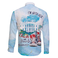 Chucks N Pearls 2024 Family Matching Short Sleeve Bodycon Dress and Hawaiian Shirt I'm With Her - Wonder Print Shop