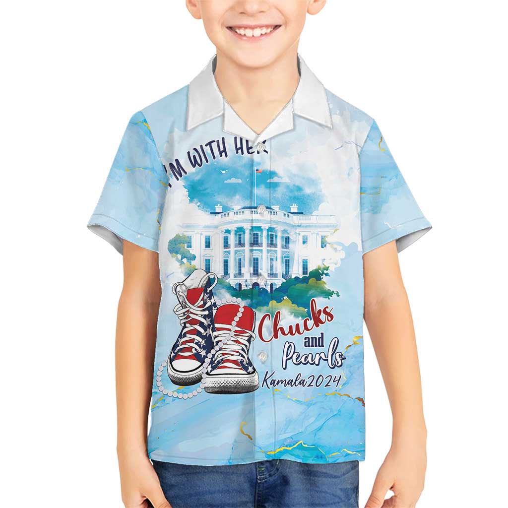 Chucks N Pearls 2024 Family Matching Tank Maxi Dress and Hawaiian Shirt I'm With Her - Wonder Print Shop